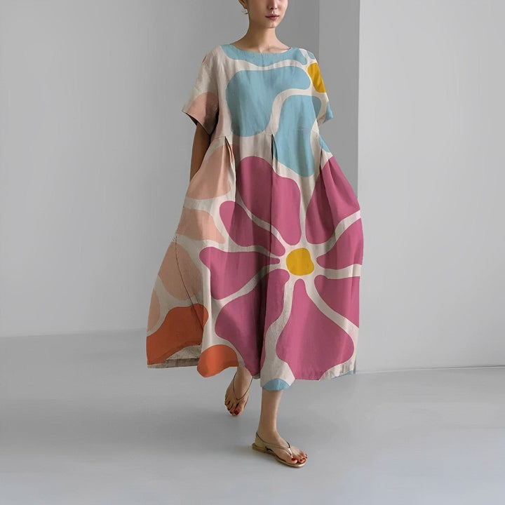 Airy summer maxi dress with waist accent - Clara-Pink-S-The Livary
