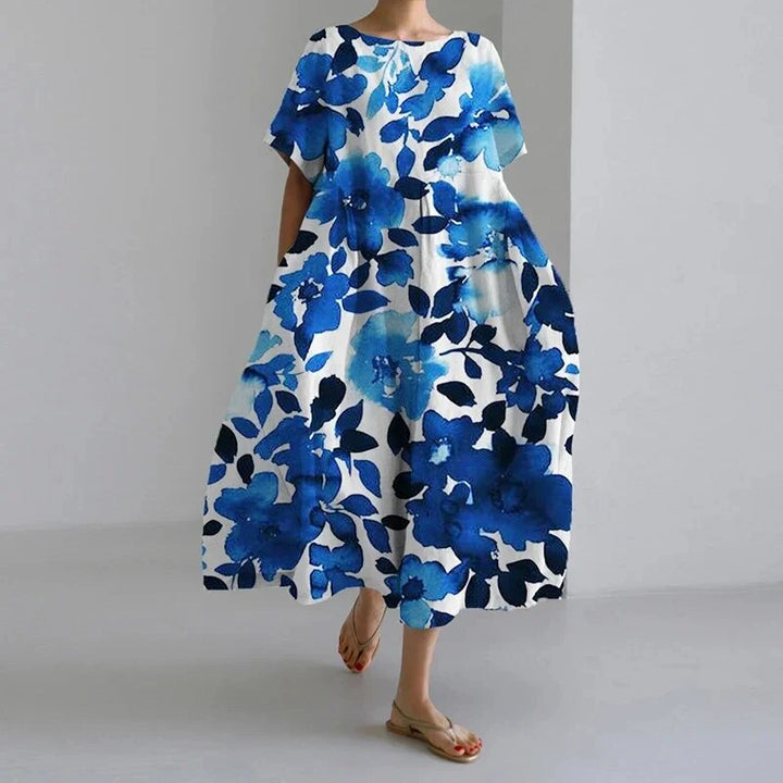 Airy summer maxi dress with waist accent - Clara-Dark blue-S-The Livary