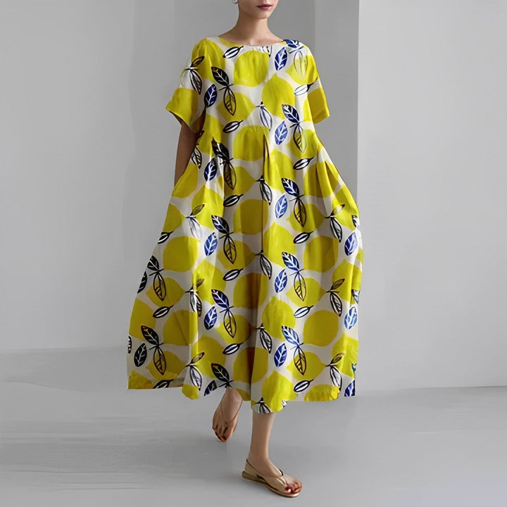 Airy summer maxi dress with waist accent - Clara-Yellow-S-The Livary
