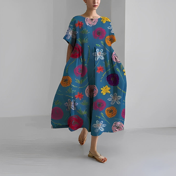 Airy summer maxi dress with waist accent - Clara-Blue-S-The Livary