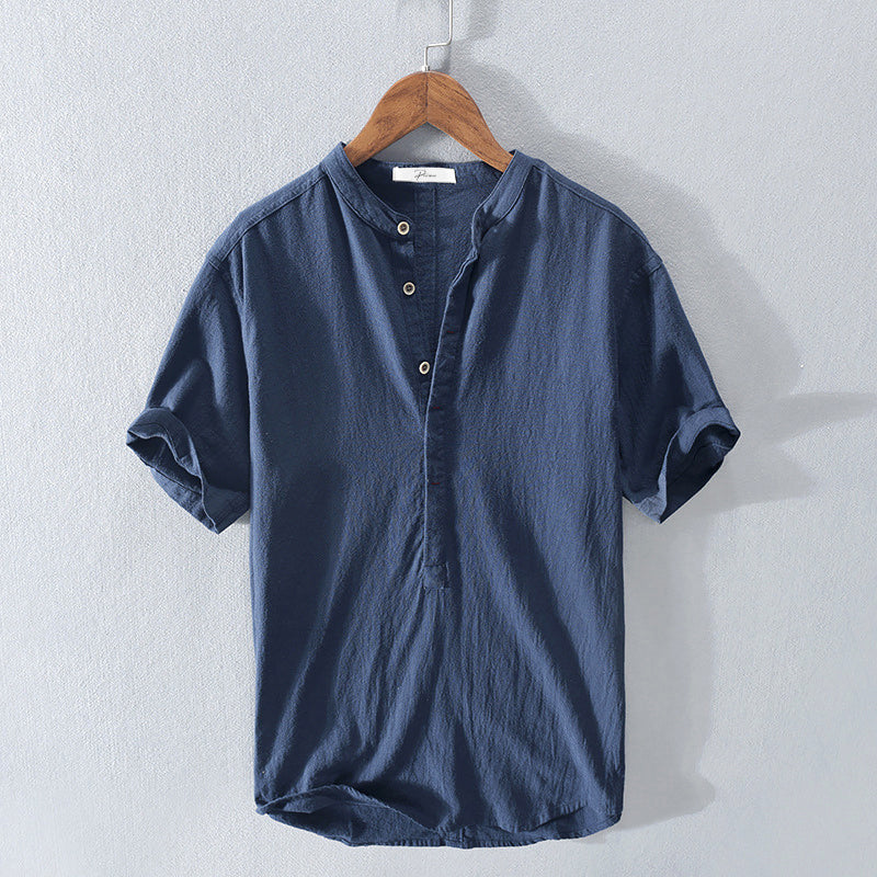 Summer shirt for men made from breathable fabric – Elias-Deep blue-S-The Livary