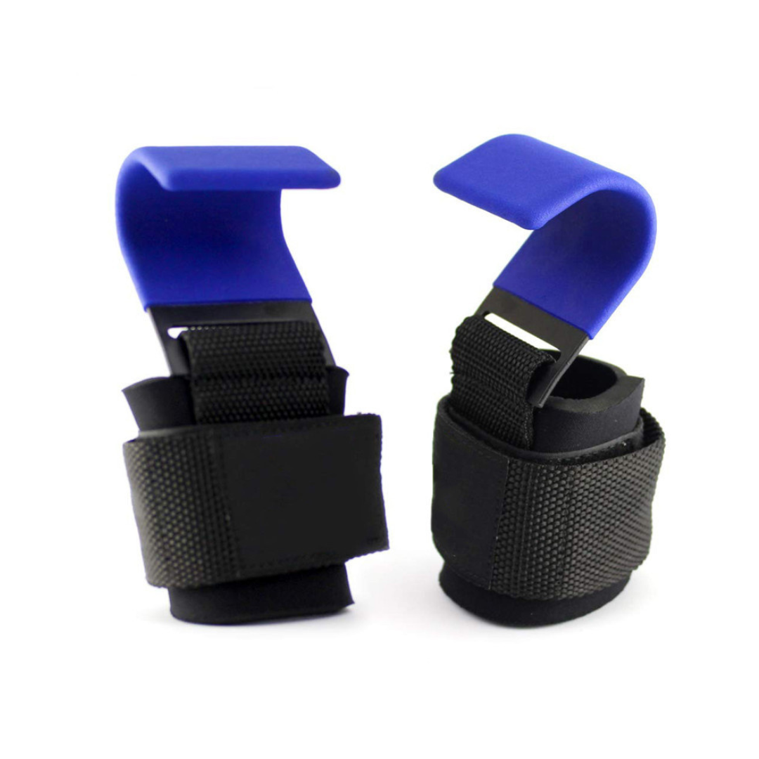 Lifting Hooks with Adjustable Wrist Strap - GripMax-Blue-The Livary
