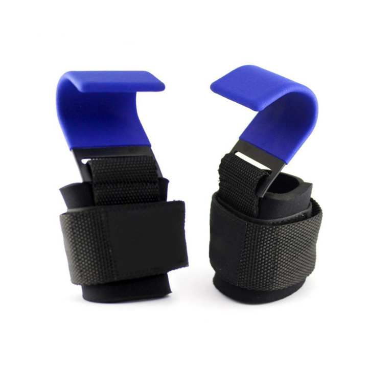 Lifting Hooks with Adjustable Wrist Strap - GripMax-Blue-The Livary