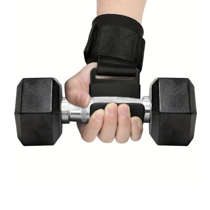 Lifting Hooks with Adjustable Wrist Strap - GripMax-Black-The Livary