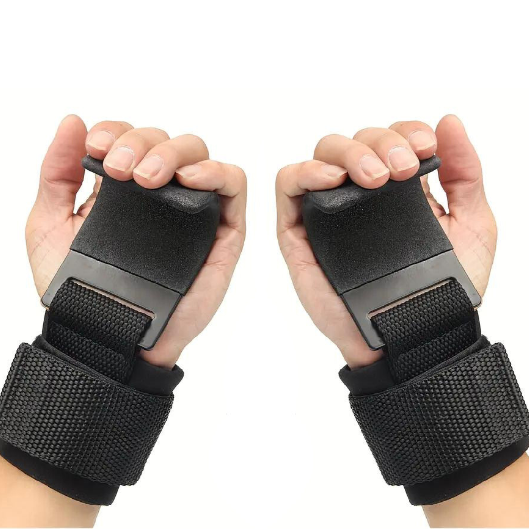 Lifting Hooks with Adjustable Wrist Strap - GripMax-Black-The Livary