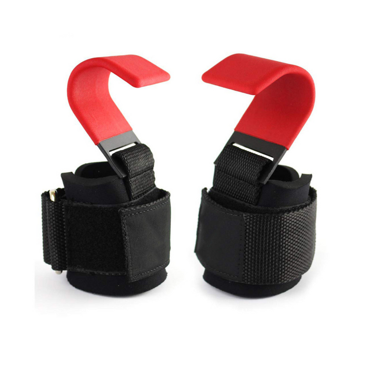 Lifting Hooks with Adjustable Wrist Strap - GripMax-Red-The Livary