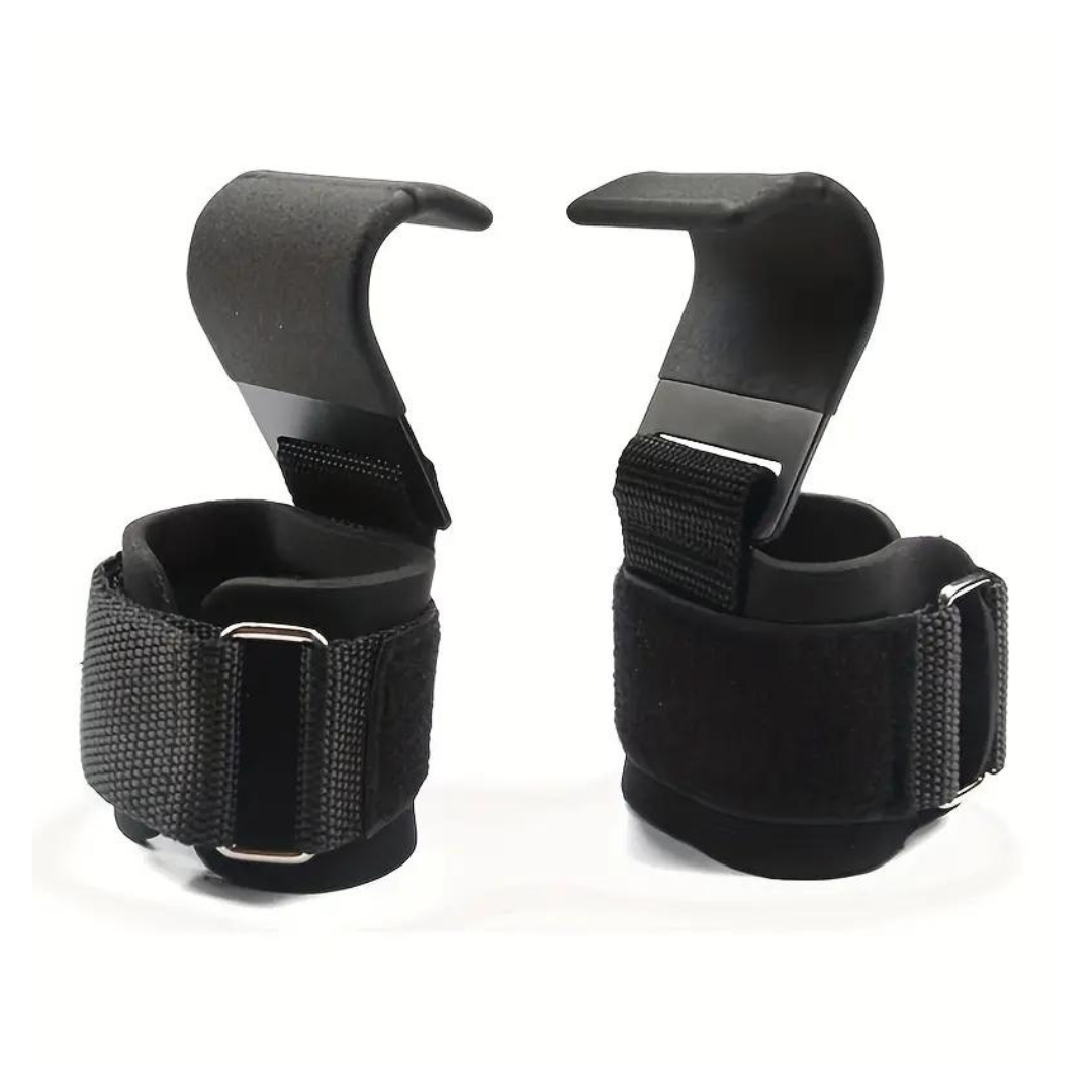 Lifting Hooks with Adjustable Wrist Strap - GripMax-Black-The Livary