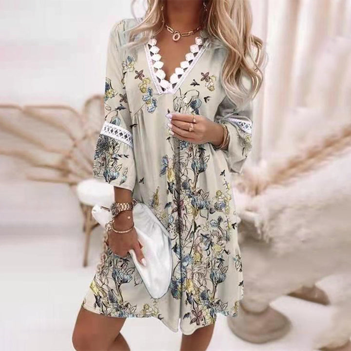 Printed Loose Dress - Amara-Grey-S-The Livary
