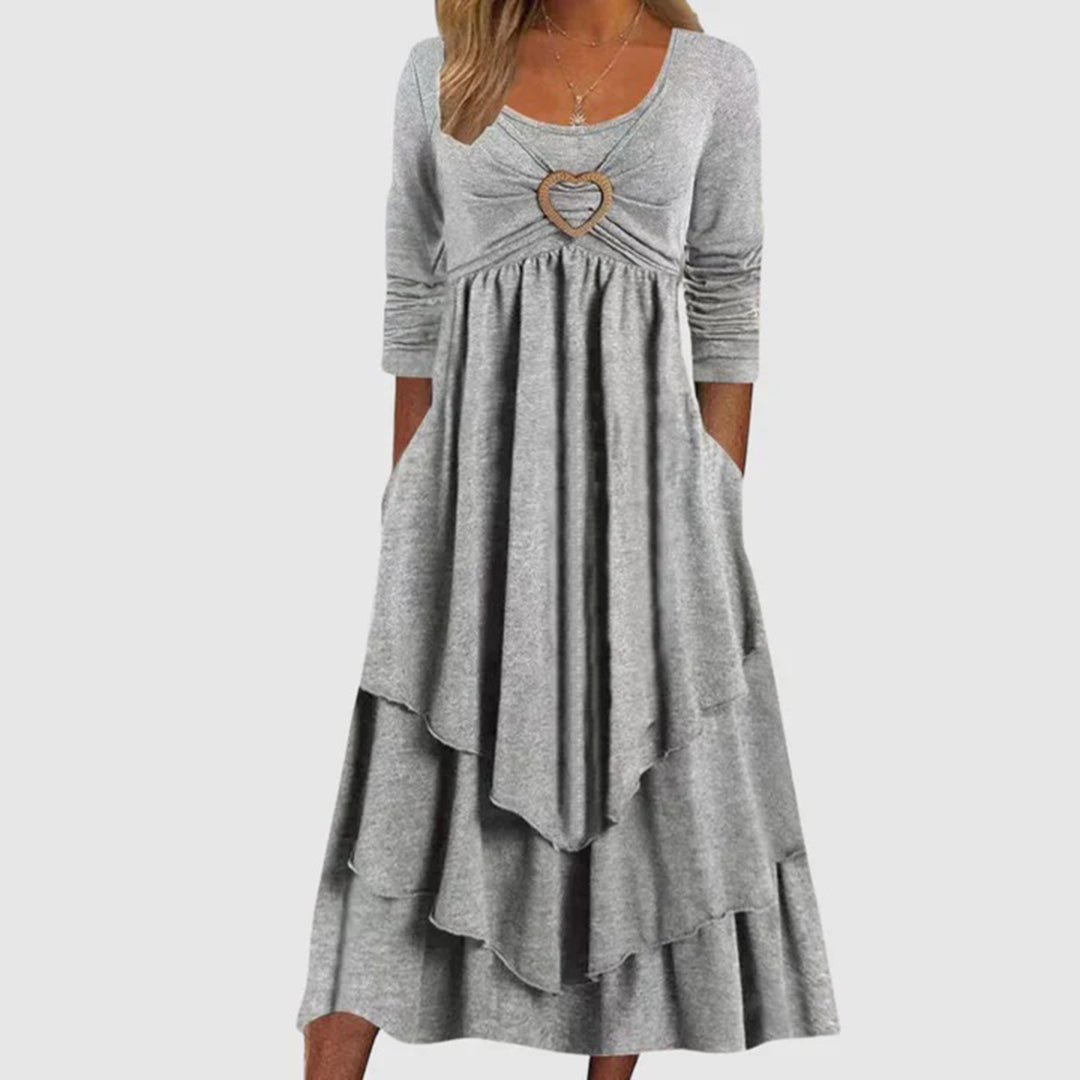 Stylish Long Dress - Naomi-Light Grey-S-The Livary
