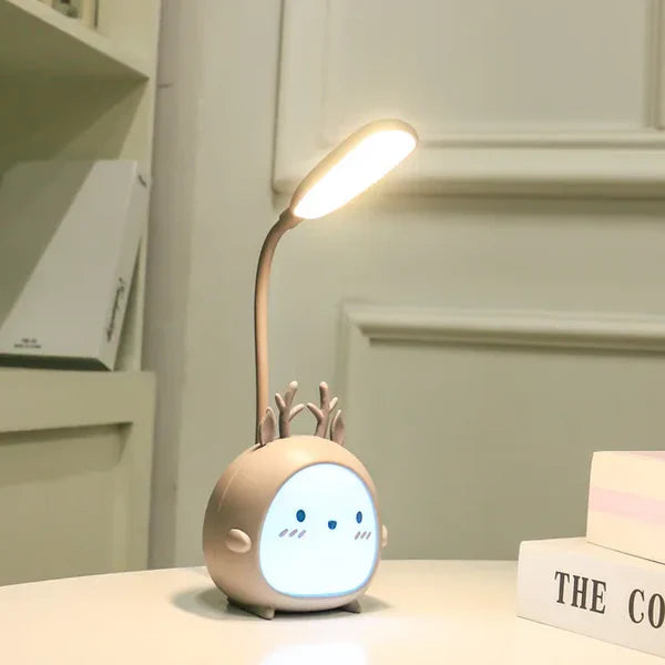 Children's reading lamp with eye protection and USB night light - BrightBuddy-Grey deer-The Livary