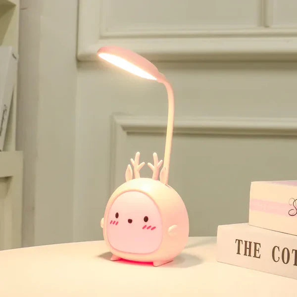 Children's reading lamp with eye protection and USB night light - BrightBuddy-Pink deer-The Livary