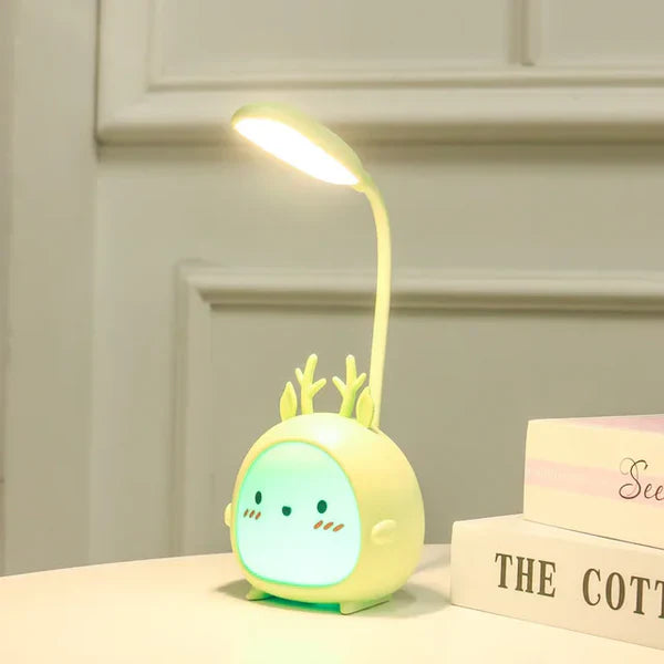 Children's reading lamp with eye protection and USB night light - BrightBuddy-Green deer-The Livary