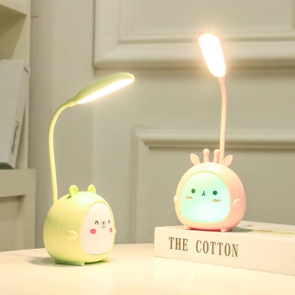 Children's reading lamp with eye protection and USB night light - BrightBuddy-Green deer-The Livary