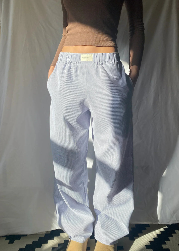 Soft Organic Cotton Lounge Trousers – Sienna-Light blue-XS-The Livary
