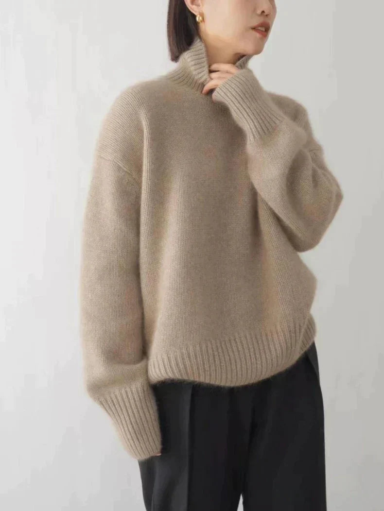 Cashmere Ladies' Turtleneck - Seraphina-Khaki-S-The Livary