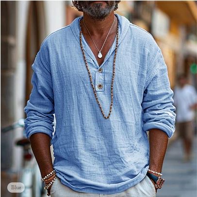 Linen shirt for men – Luca-Blue-S-The Livary