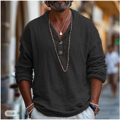 Linen shirt for men – Luca-Black-S-The Livary