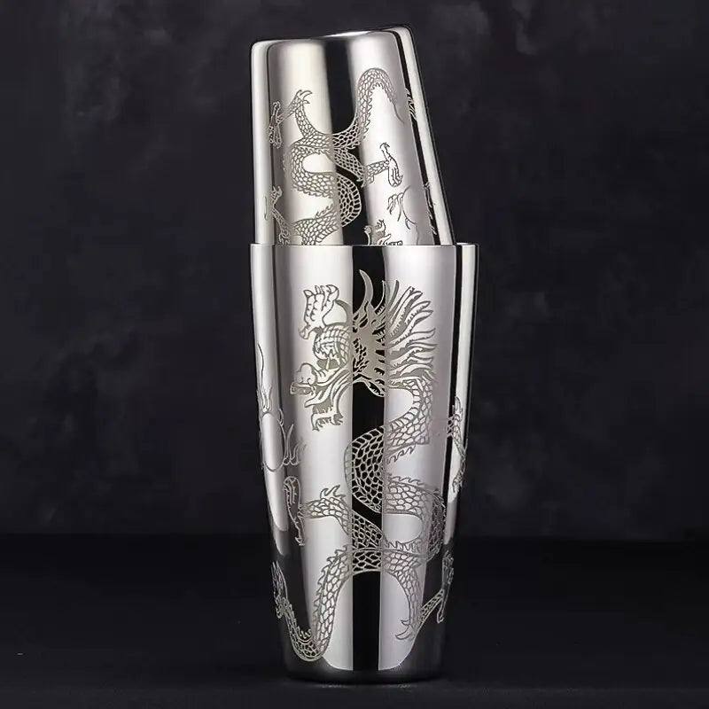 Engraved Cocktail Shaker – Mixaro-Chinese Dragon-The Livary