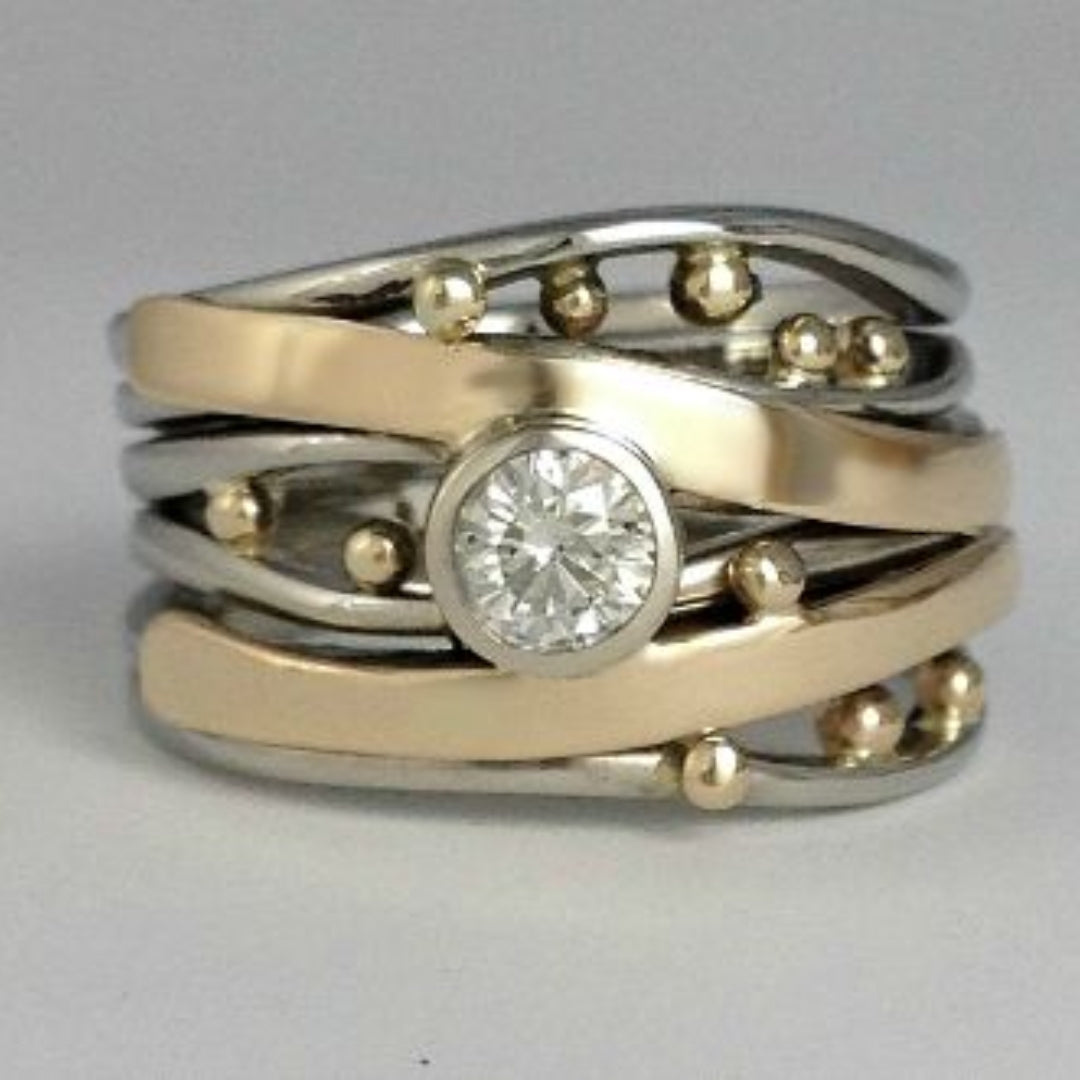 Vintage Gold Zirconia Ring - Celia-6-The Livary