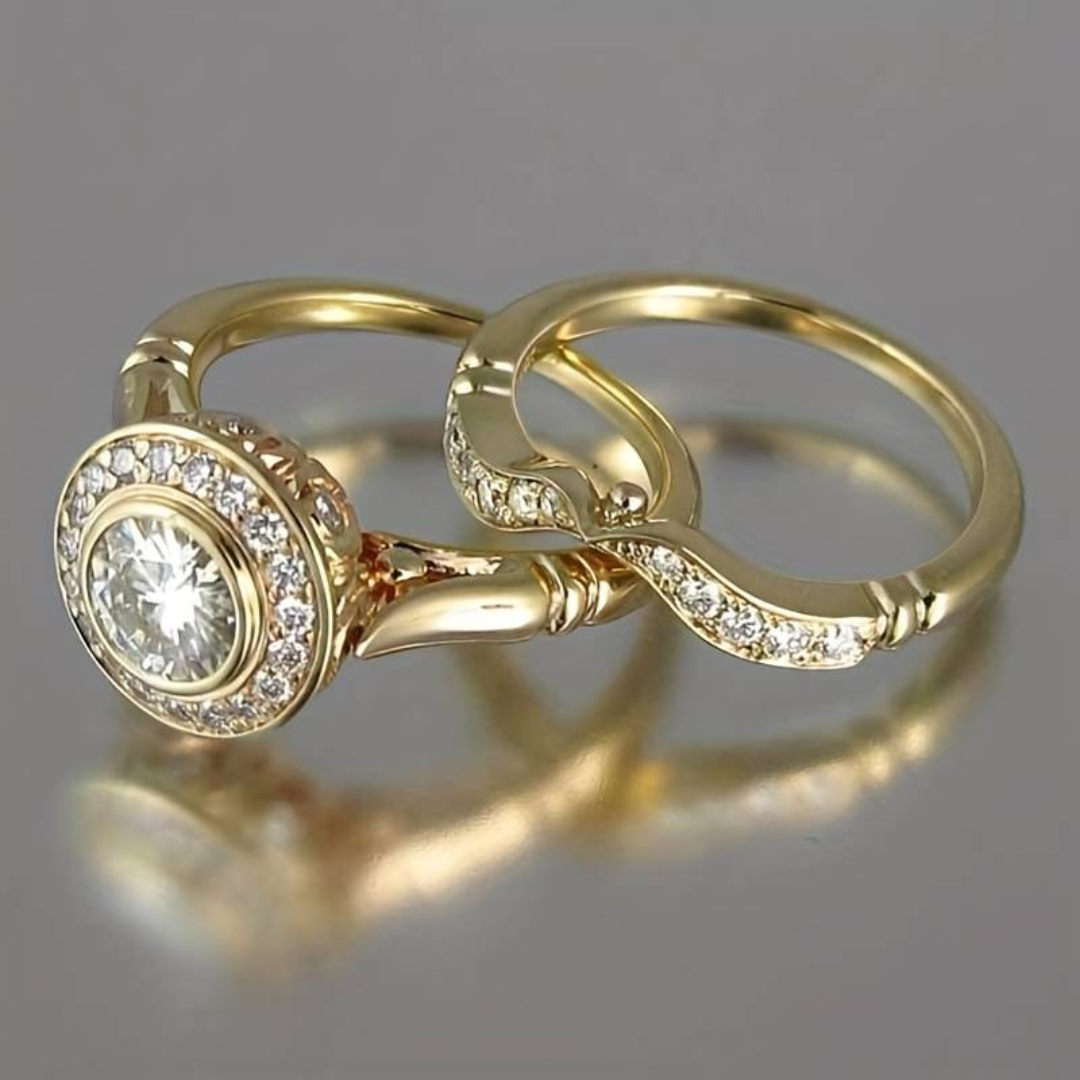 Vintage Gold Zirconia Ring Set - Celestia-6-The Livary