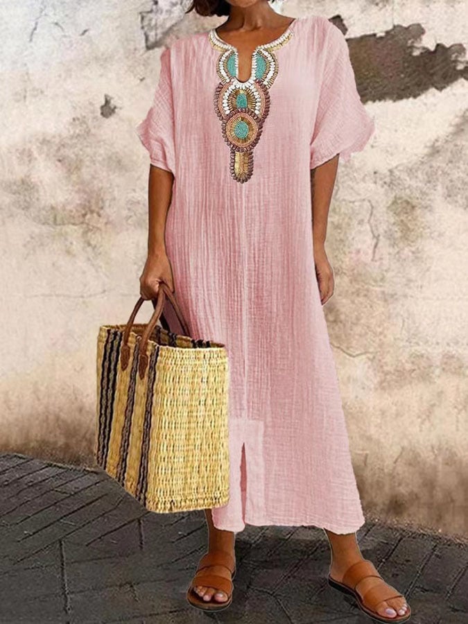 Maxi summer dress with straps – Amira-Pink-S-The Livary