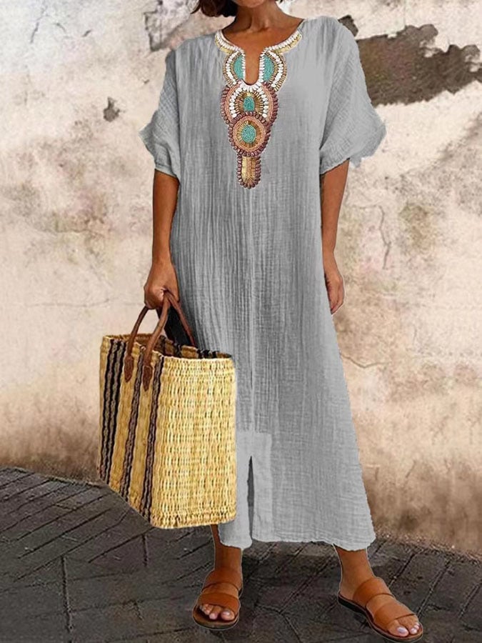 Maxi summer dress with straps – Amira-Light grey-S-The Livary