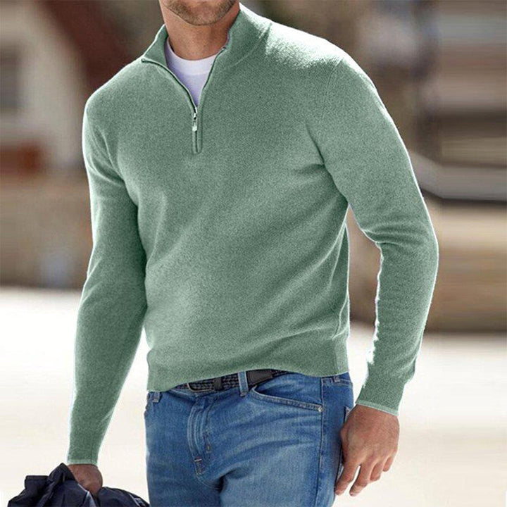 Comfortable Men's Sweater with Zip - Milo-Green-S-The Livary