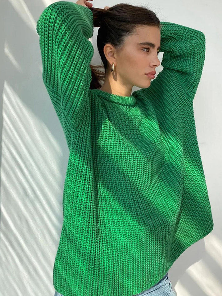 Oversized Chunky Knitted Sweater for Women - Amara-Green-S-The Livary