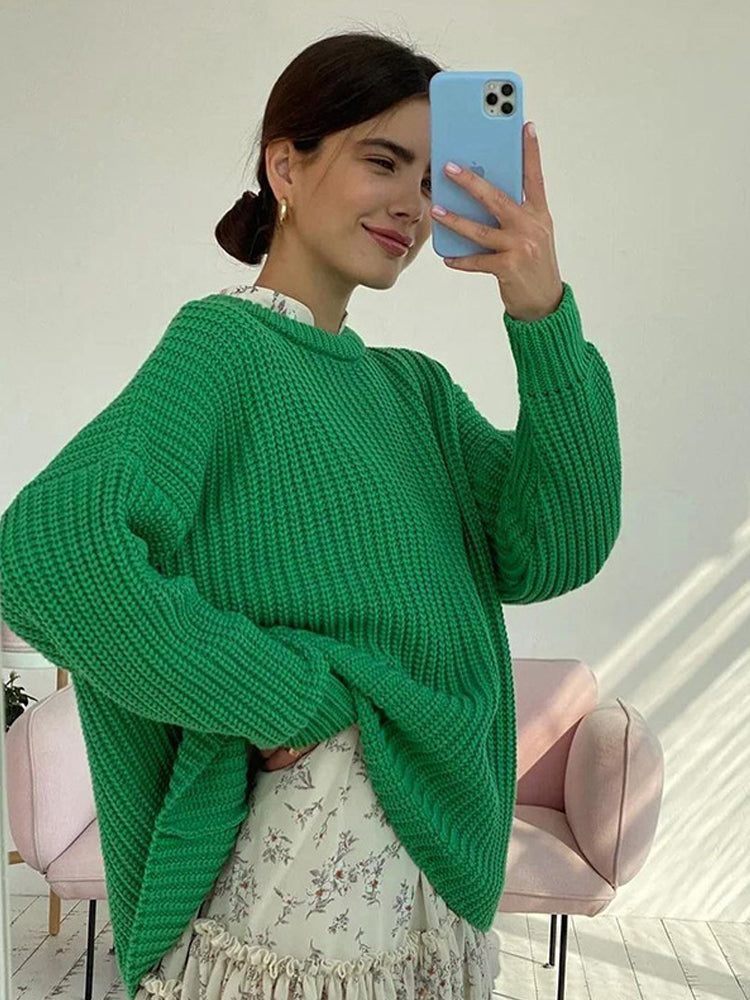 Oversized Chunky Knitted Sweater for Women - Amara-Blue-S-The Livary