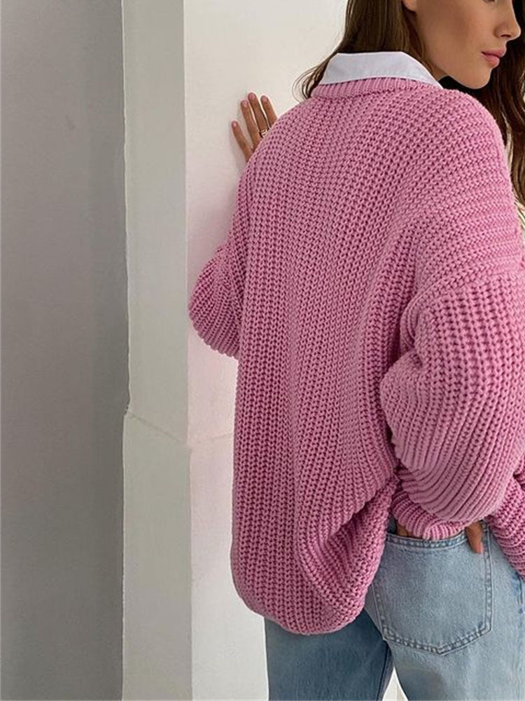 Oversized Chunky Knitted Sweater for Women - Amara-Blue-S-The Livary
