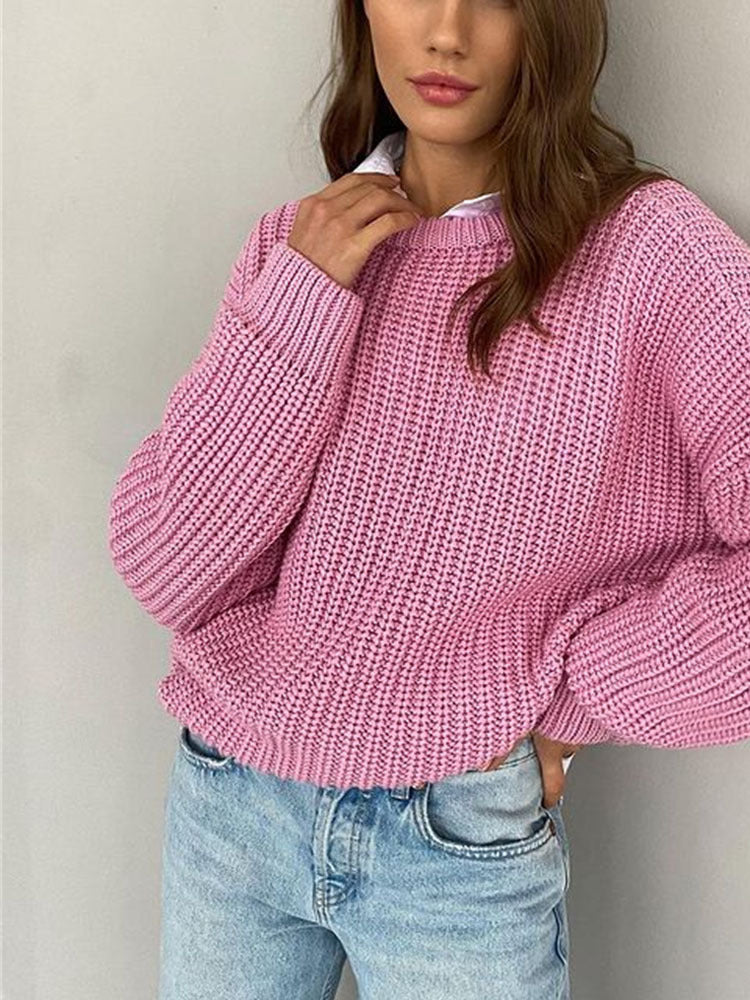 Oversized Chunky Knitted Sweater for Women - Amara-Pink-S-The Livary