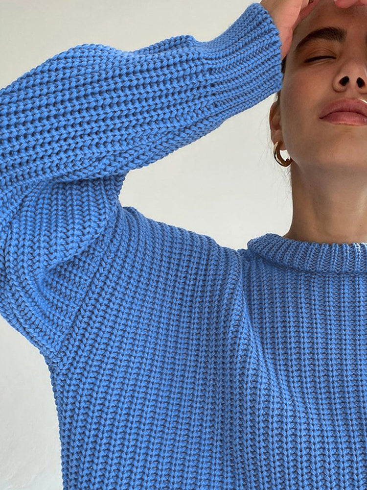 Oversized Chunky Knitted Sweater for Women - Amara-Blue-S-The Livary