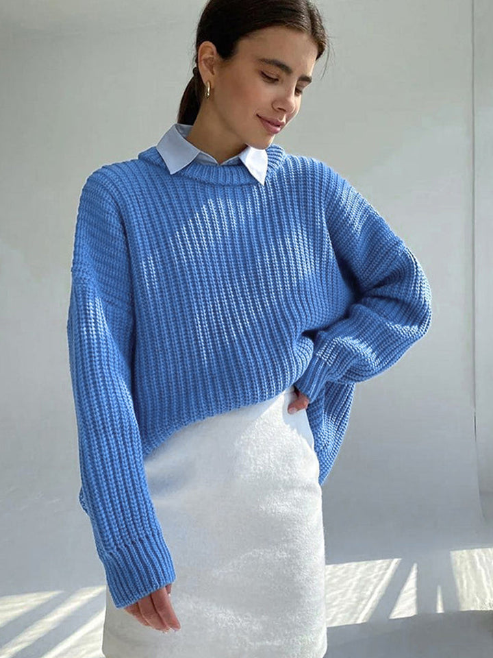 Oversized Chunky Knitted Sweater for Women - Amara-Blue-S-The Livary