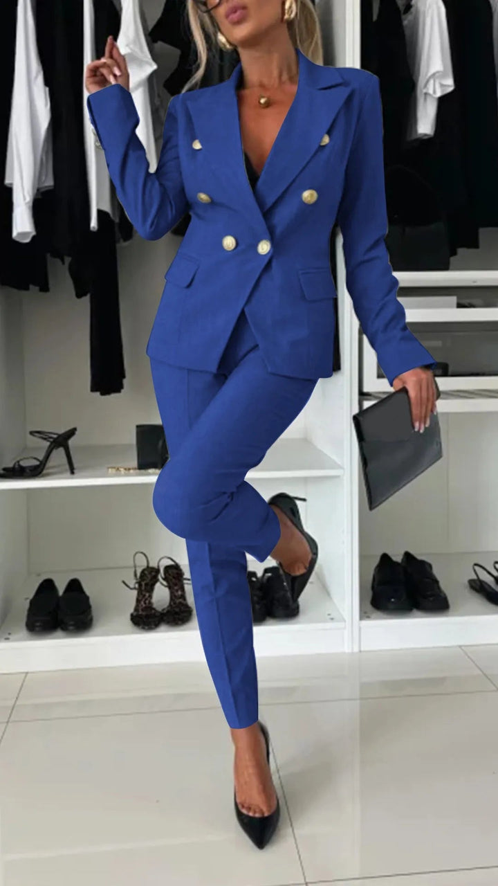 Two-Piece Set for Women – Top and Trousers in Modern Look – Soraya-Blue-S-The Livary