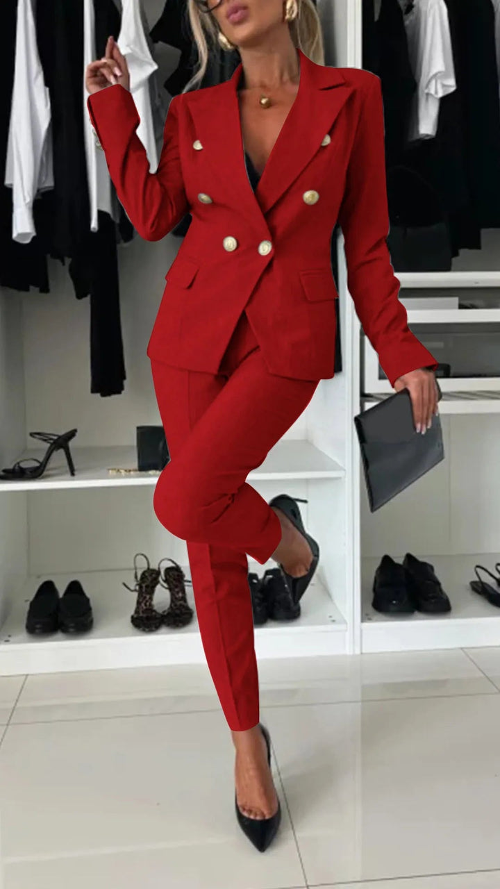 Two-Piece Set for Women – Top and Trousers in Modern Look – Soraya-Red-S-The Livary