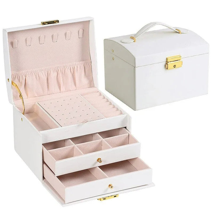 Jewellery box with 3 drawers and luxurious velvet interior – Amylin-White-The Livary