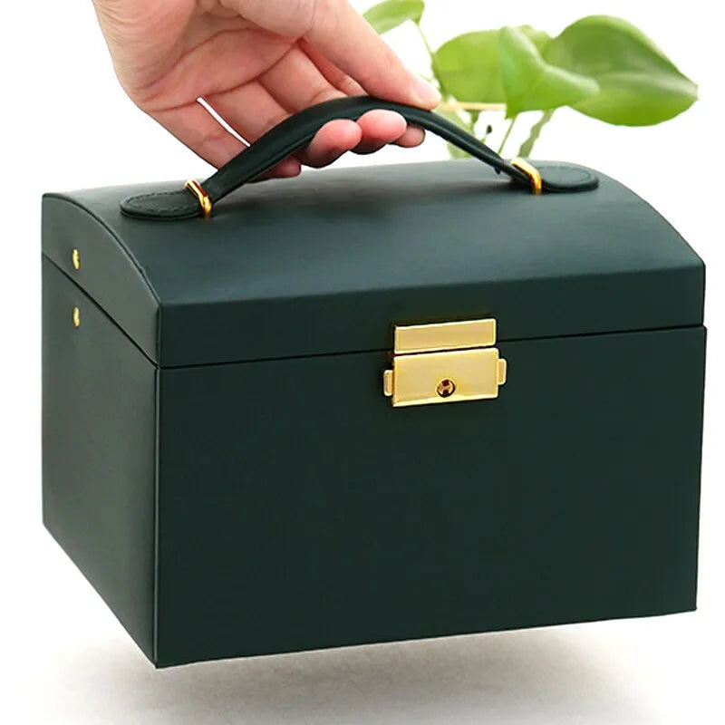 Jewellery box with 3 drawers and luxurious velvet interior – Amylin-Dark green-The Livary