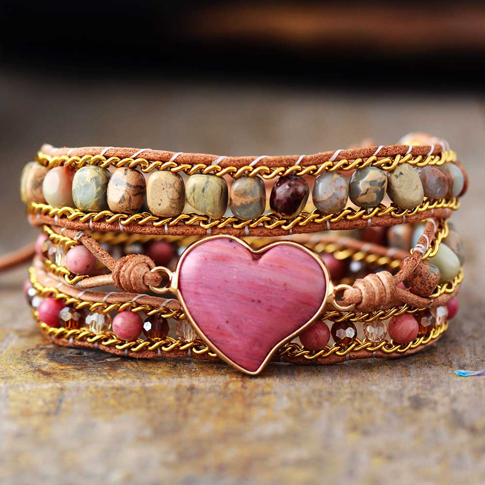 Rhodochrosite Healing Heart Bracelet - Roselle-The Livary