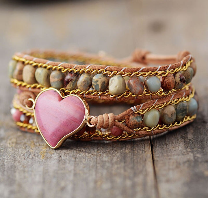 Rhodochrosite Healing Heart Bracelet - Roselle-The Livary