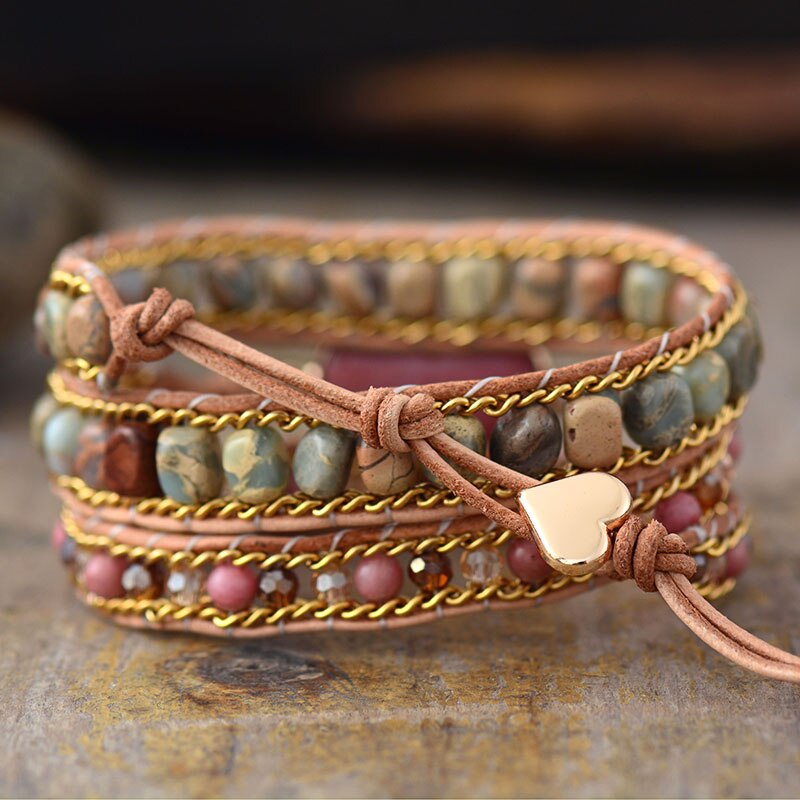 Rhodochrosite Healing Heart Bracelet - Roselle-The Livary