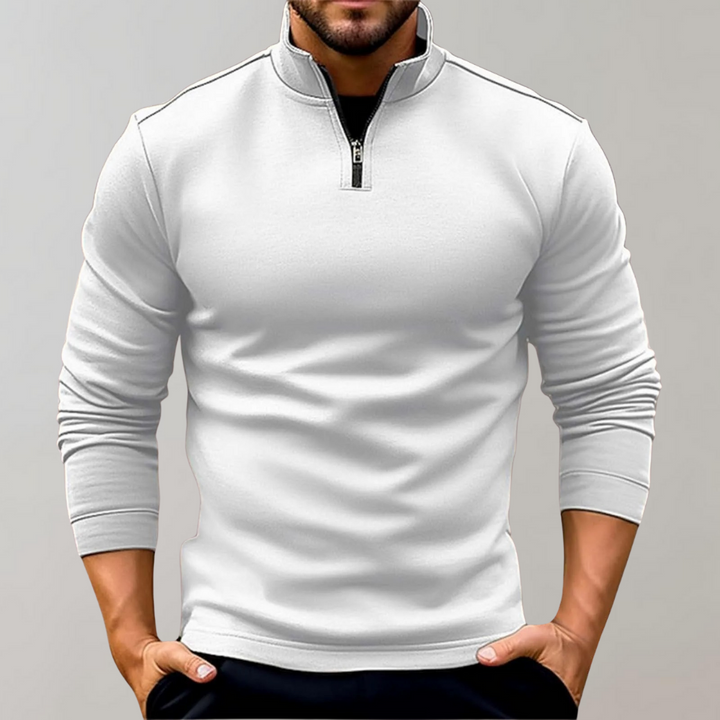 Warm Men's Sweater with Zip - Elias-White-S-The Livary