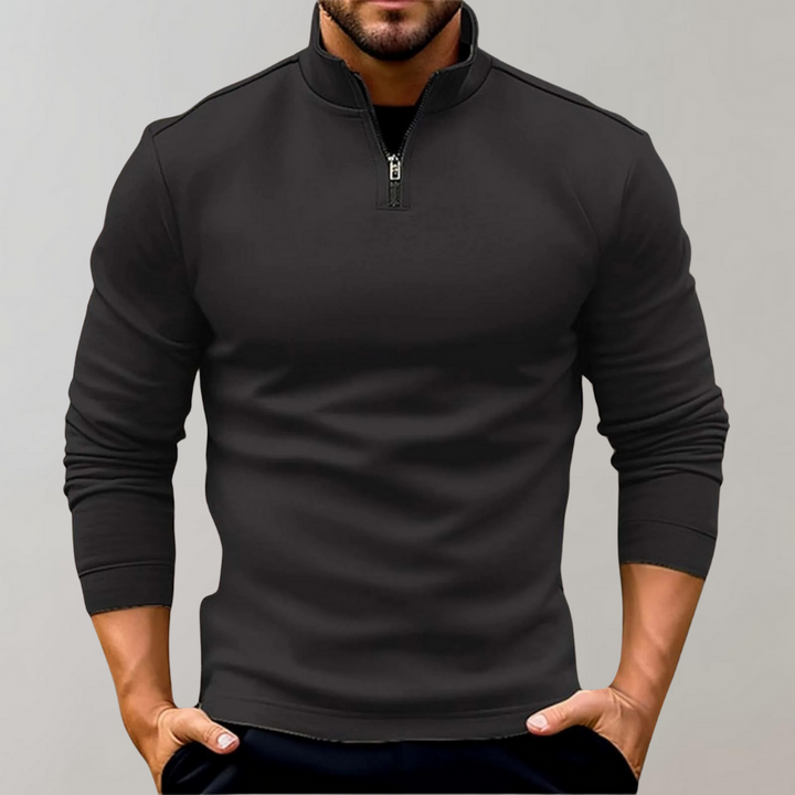 Warm Men's Sweater with Zip - Elias-Black-S-The Livary