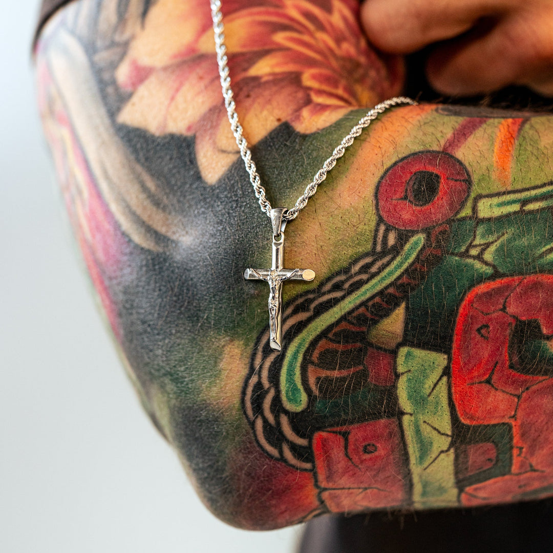Men's chain with cross - Salvator-Silver-The Livary