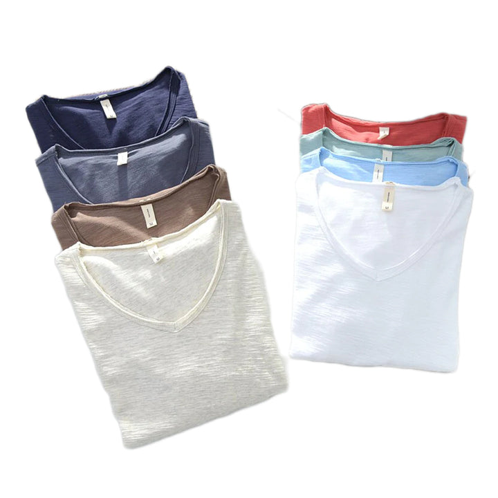 Light Linen V-Neck Shirt for Men – Breathable & Summery – Thilo-White-M-The Livary