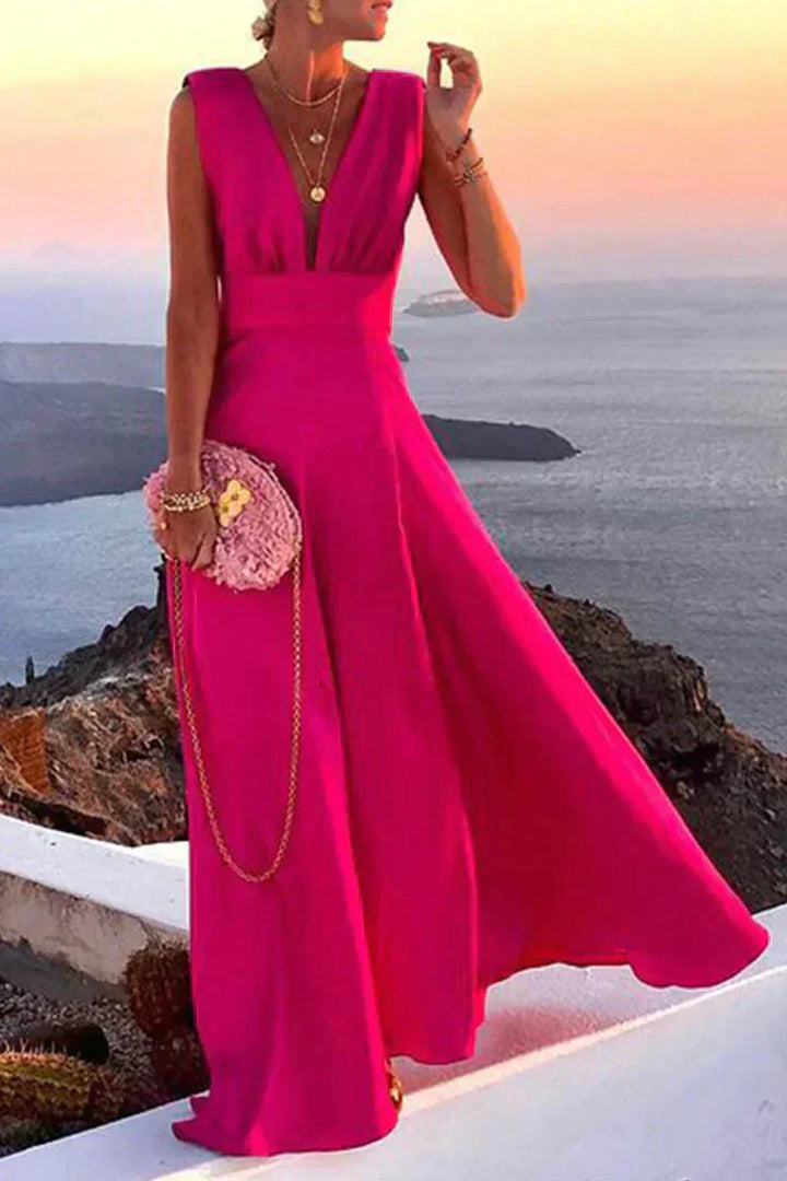 Sleeveless summer dress with print | Airy & Figure-flattering - Layla-Pink-S-The Livary