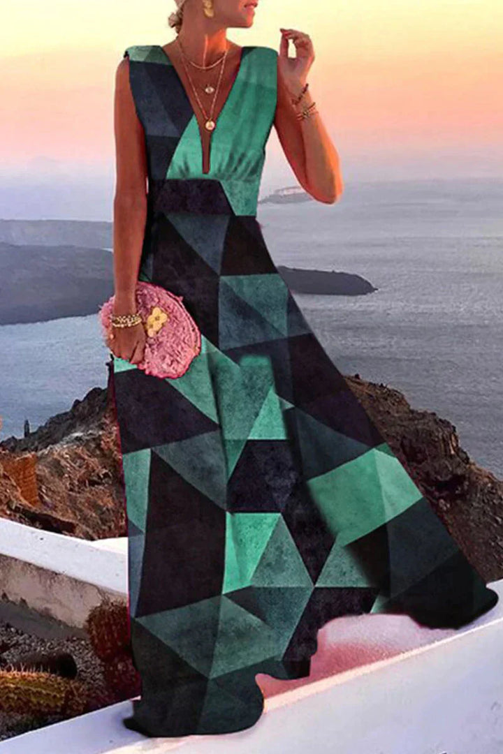 Sleeveless summer dress with print | Airy & Figure-flattering - Layla-Green/Black-S-The Livary
