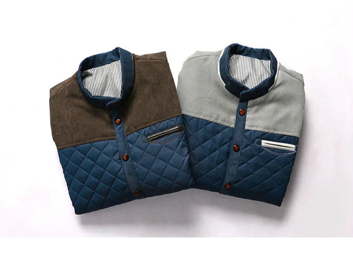 Retro windbreaker with stand-up collar for men - Orlando-Blue Brown-S-The Livary