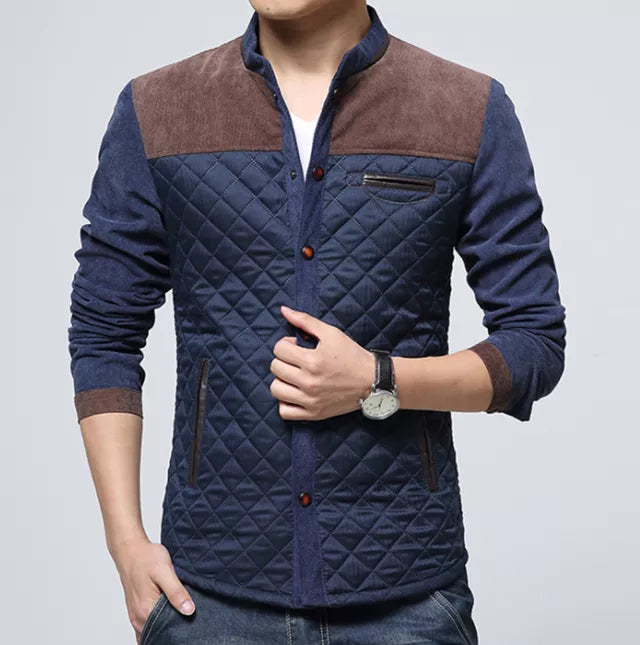 Retro windbreaker with stand-up collar for men - Orlando-Blue Brown-S-The Livary