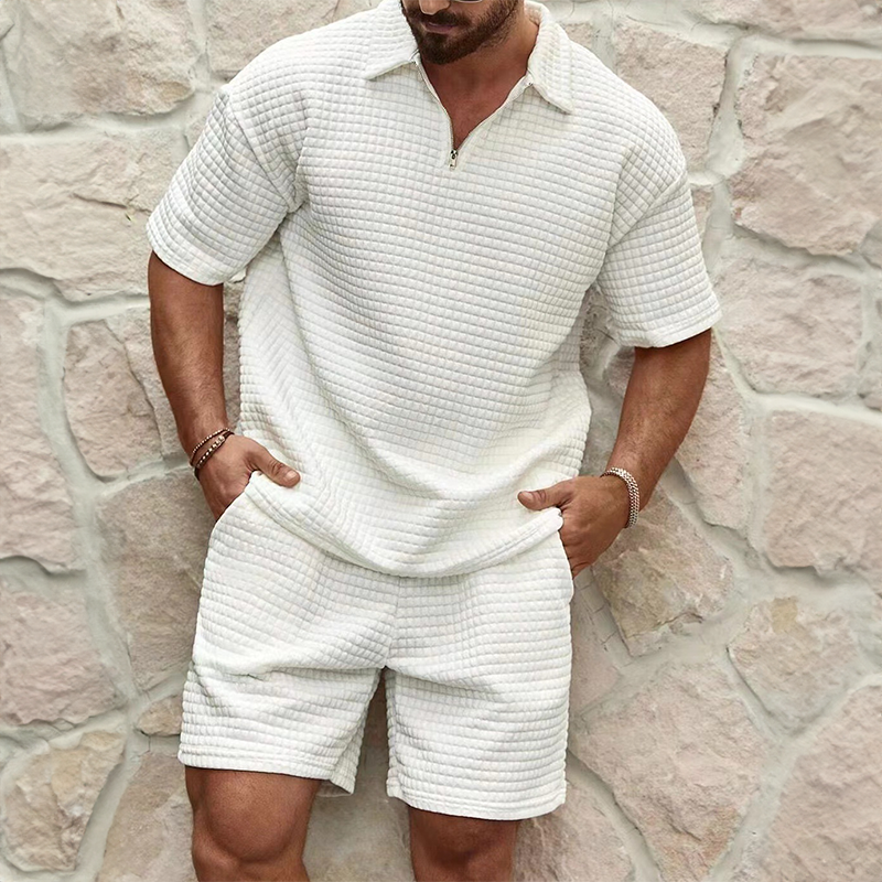 Trendy summer set for men with a breezy waffle texture – Neil-White-S-The Livary