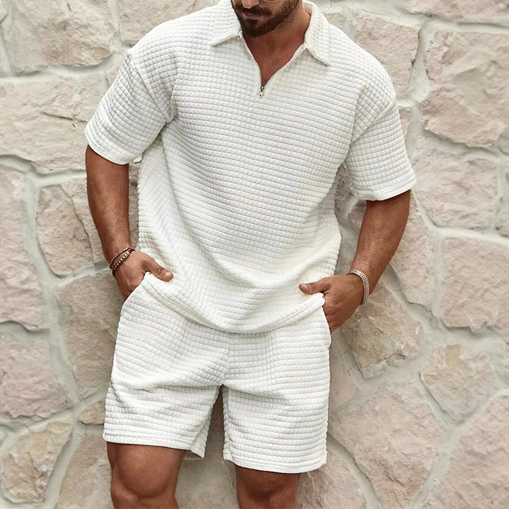 Trendy summer set for men with a breezy waffle texture – Neil-White-S-The Livary